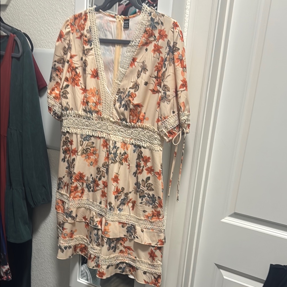 SHEIN Floral Print Dress with Zipper